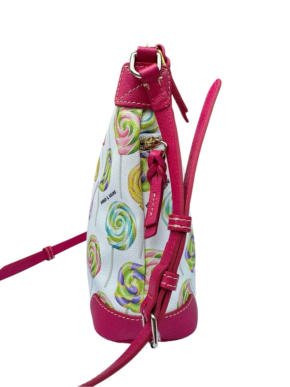 RARE Dooney & Bourke Lollipop Swirl Coated Cotton Letter Carrier Crossbody Purse - Picture 3 of 15